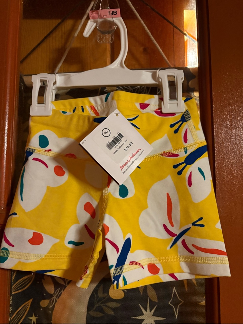Yellow Floral Kids Shorts with Multicolor Print